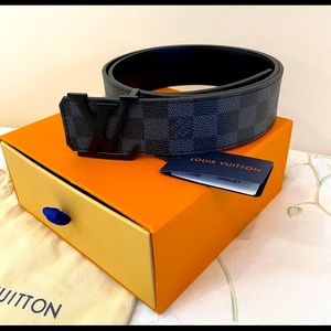 Louis Yuitton  Belt Black Grey Checkered
